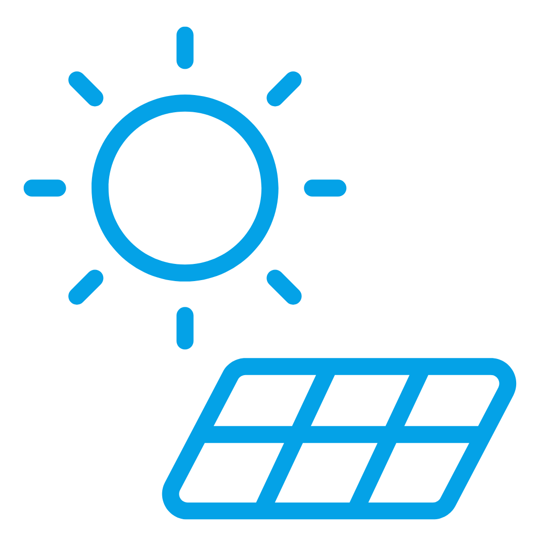 Shinning Sun on a Solar Panel Icon